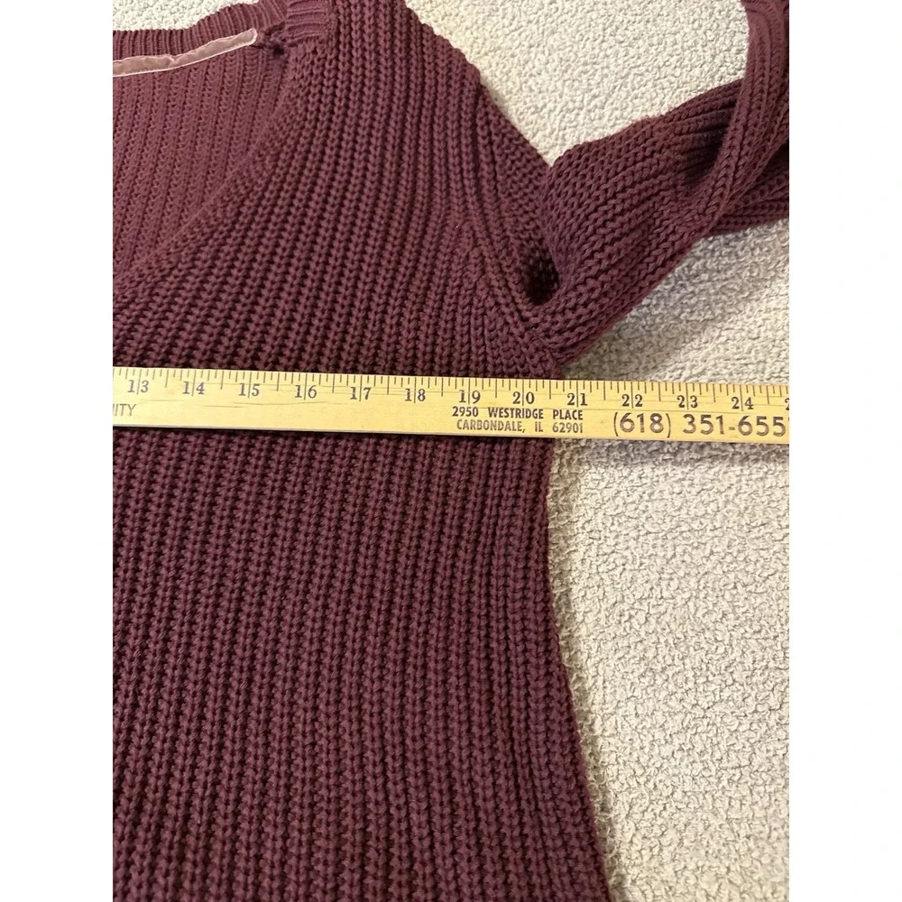 Free People Damsel V-Neck Sweater Bell Sleeve Maroon Knit Boho Hippie Women's L